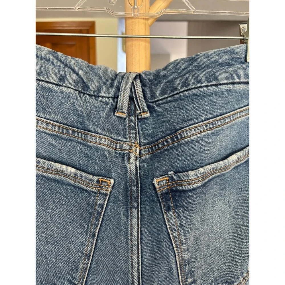 Good American The Weekender Cuffed Jeans Size 0/25 High Rise Relaxed Blue